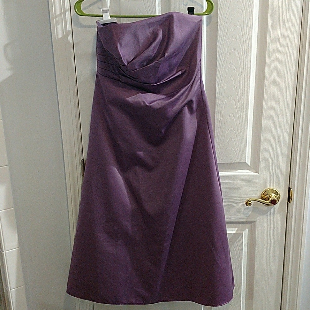 Strapless purple gown